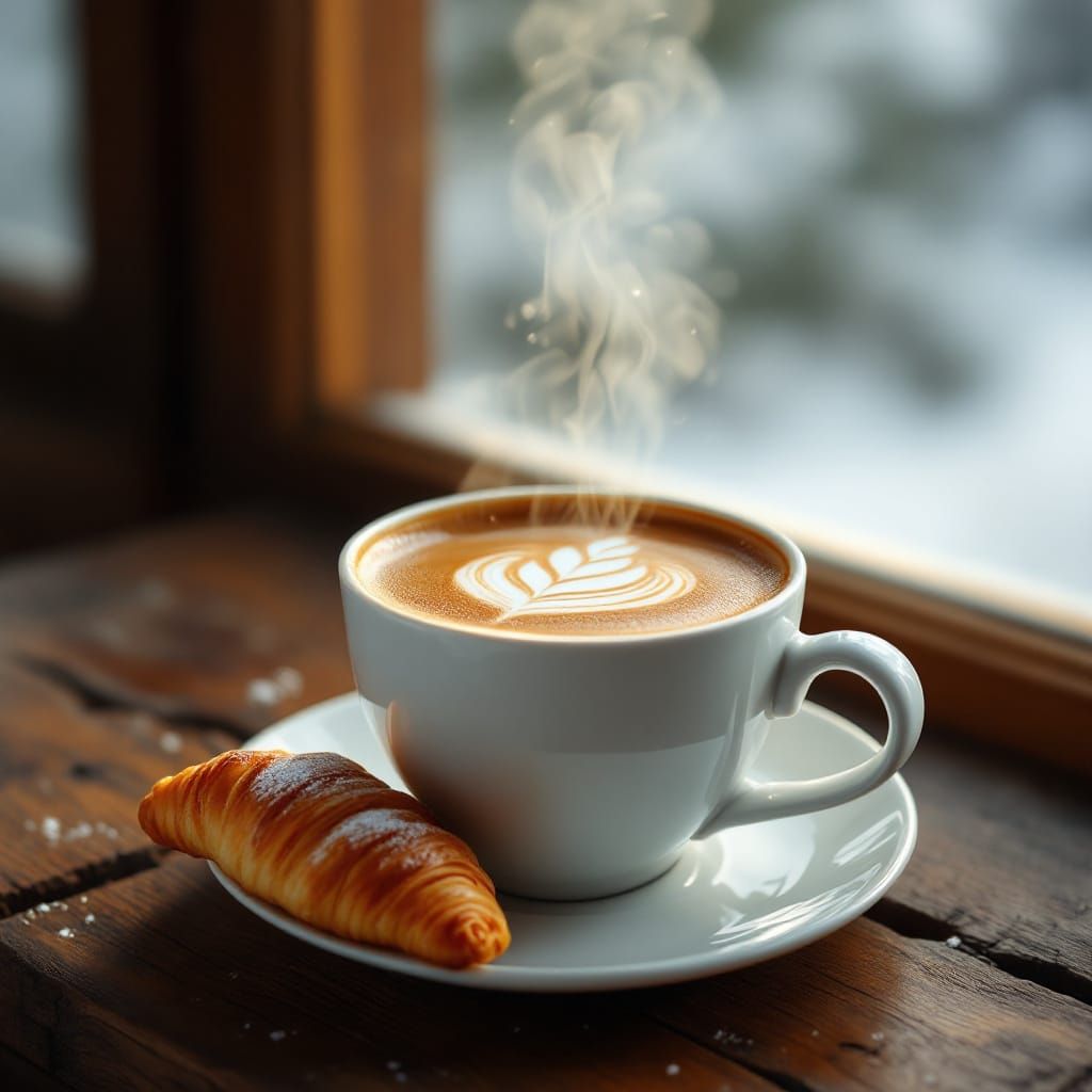 Cappuccino and Pastry on Christmas Morning