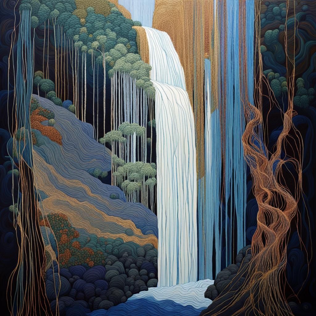 String Waterfall Inspired by Art Nouveau