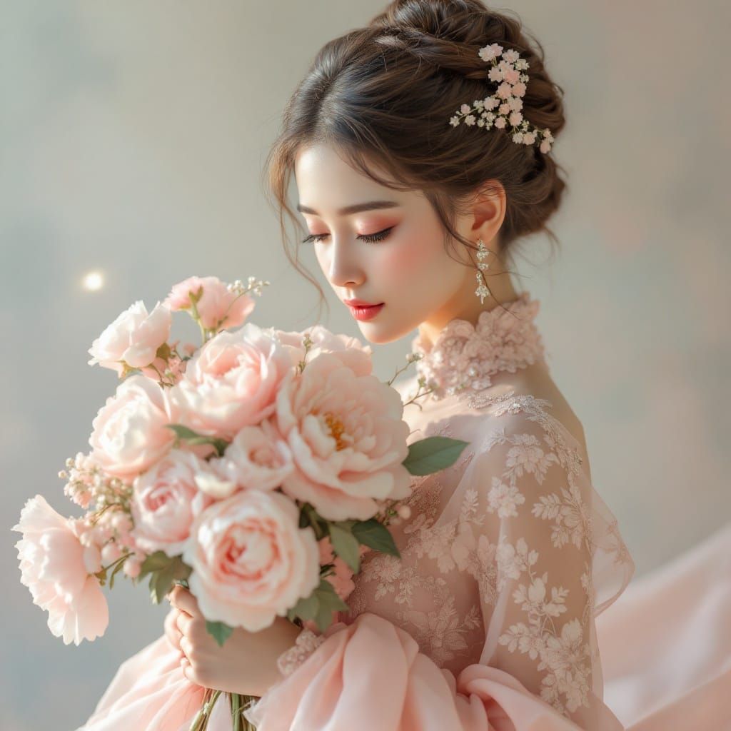 Ethereal Beauty Adorned with Cherry Blossoms