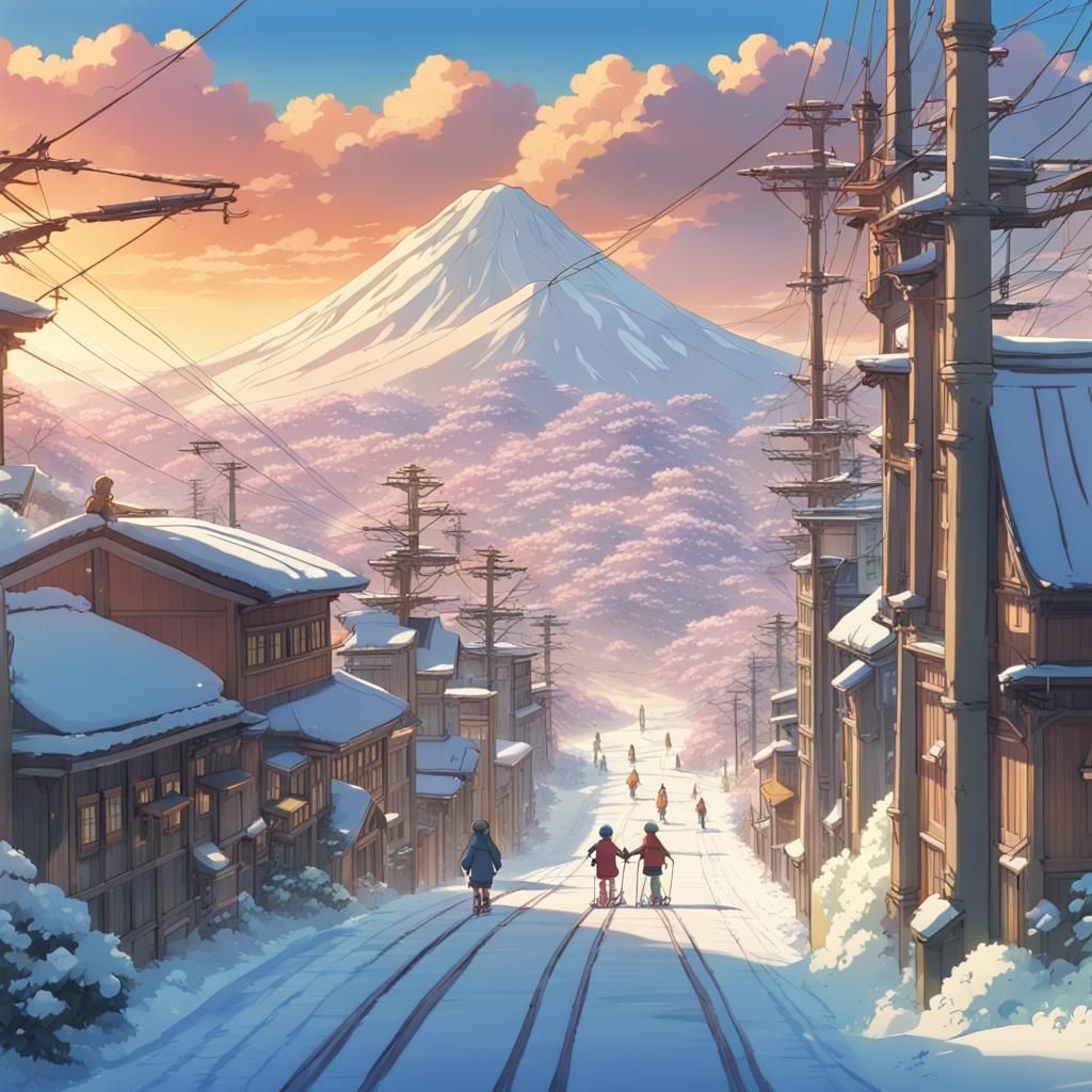 Skiing in Japan: Ghibli-Style Anime Scenery