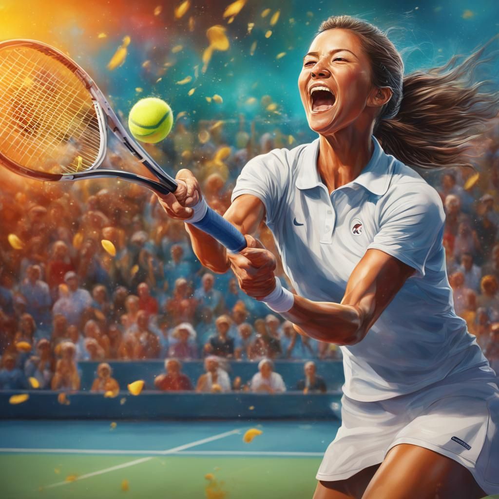 "The Extremely Happy Tennis Player" She Gets A Little Too Ex...