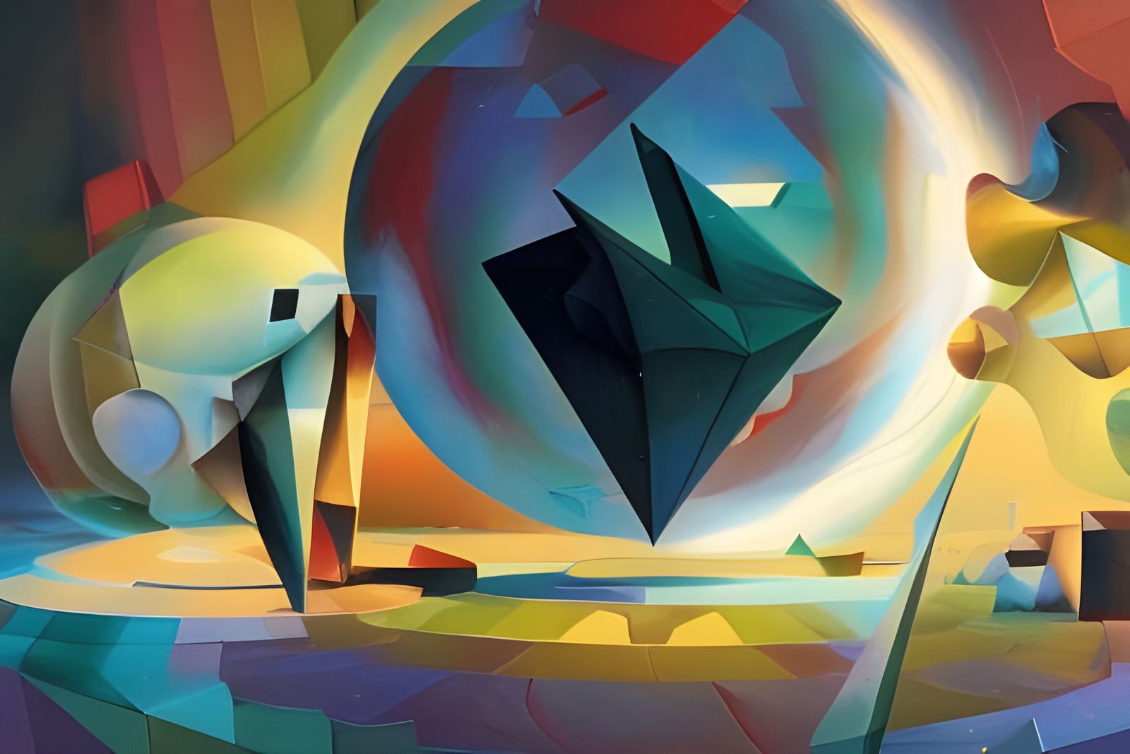 Astral Sun and Moon in Mixed Media Illustration