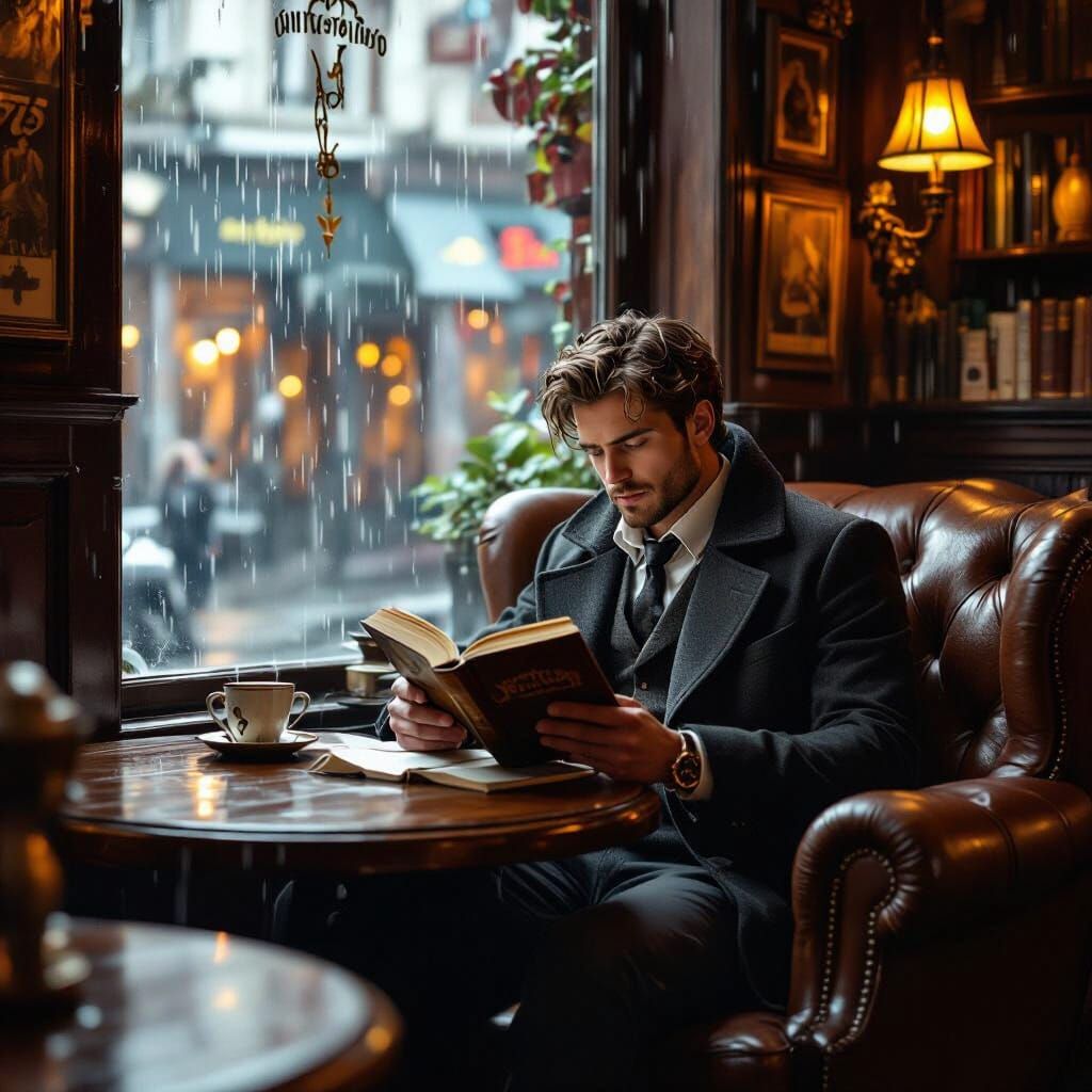 Cozy Coffee Shop Scene in a Matte Painting Style