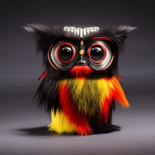Creepy Voodoo Furby Doll in Horror Art Style