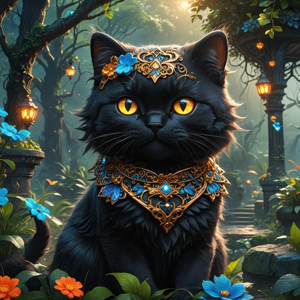 Black Cat Hello Kitty in Fantasy World