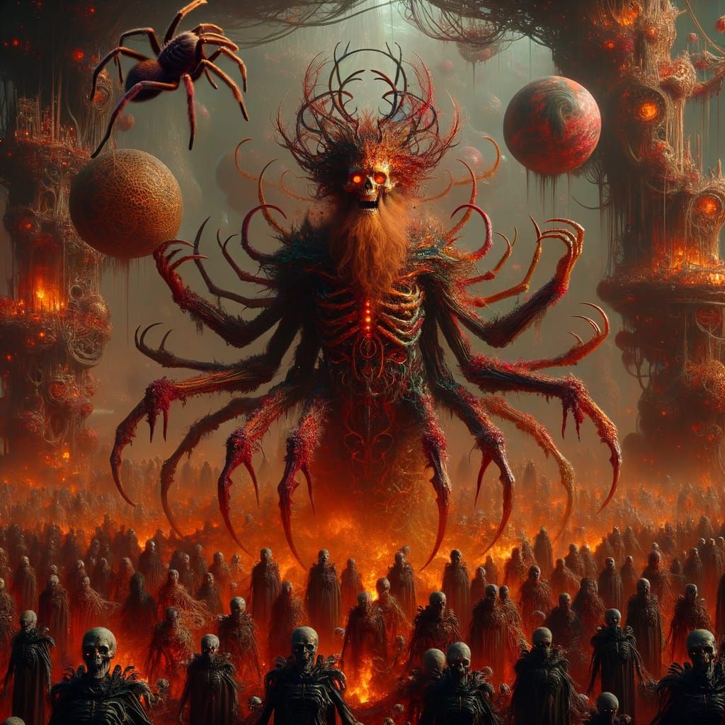 Ethereal Horror Creature Emerges from Dark Alien Forest