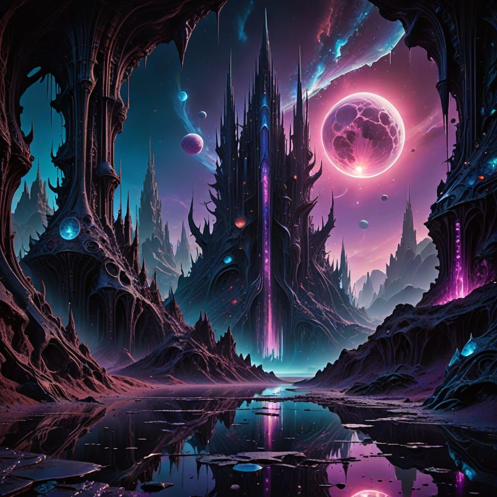 Ethereal Crystal Worlds with Nebulae