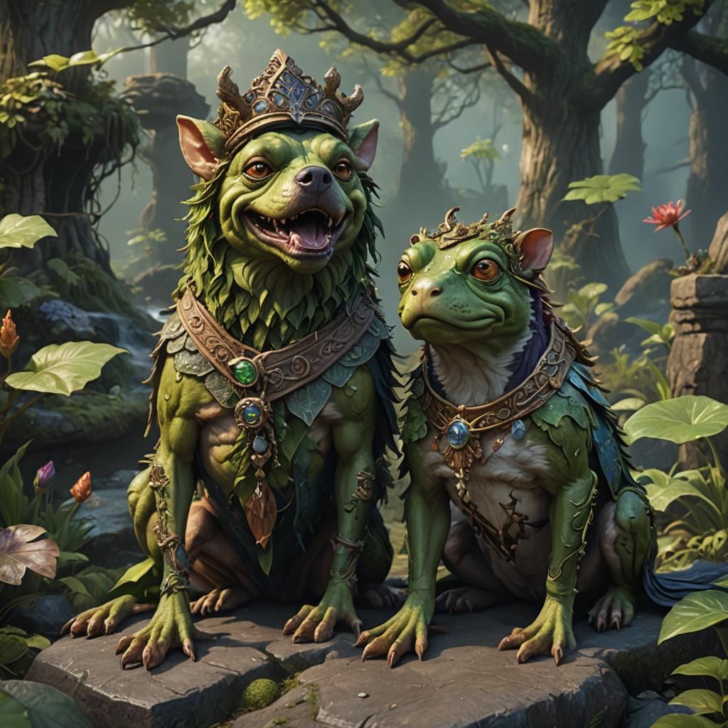 Frog-Dog Druid Matte Painting in Fantasy Style
