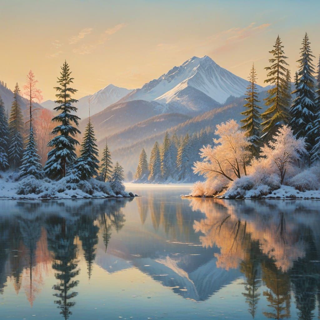 Winter Landscape in Soft Impressionist Style