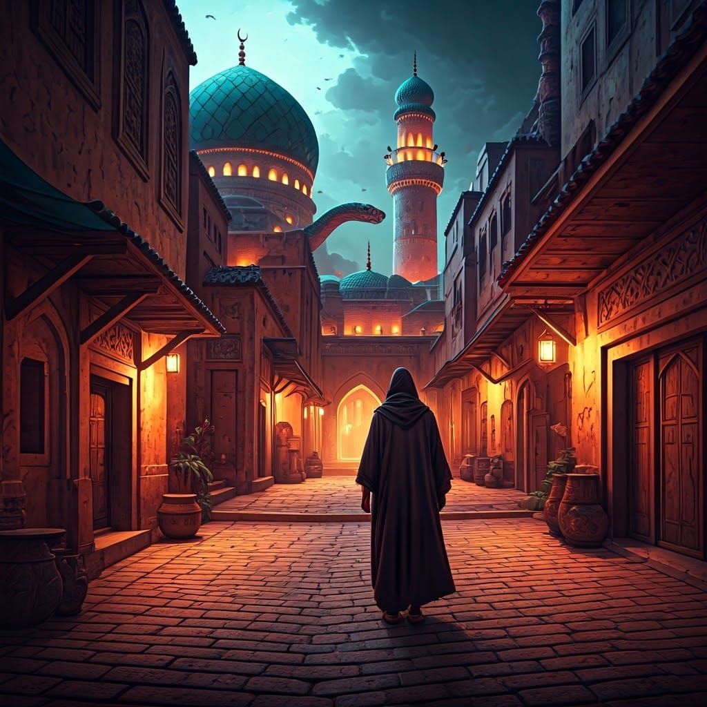 Arabian Nights Serpent in a Maze of Shadows