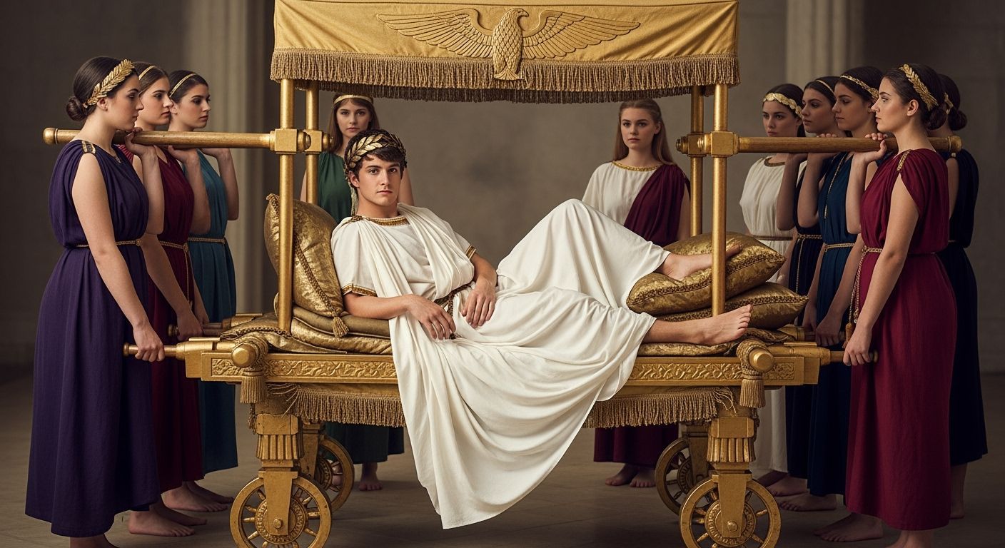 Roman Emperor on Litter, Photorealistic Style