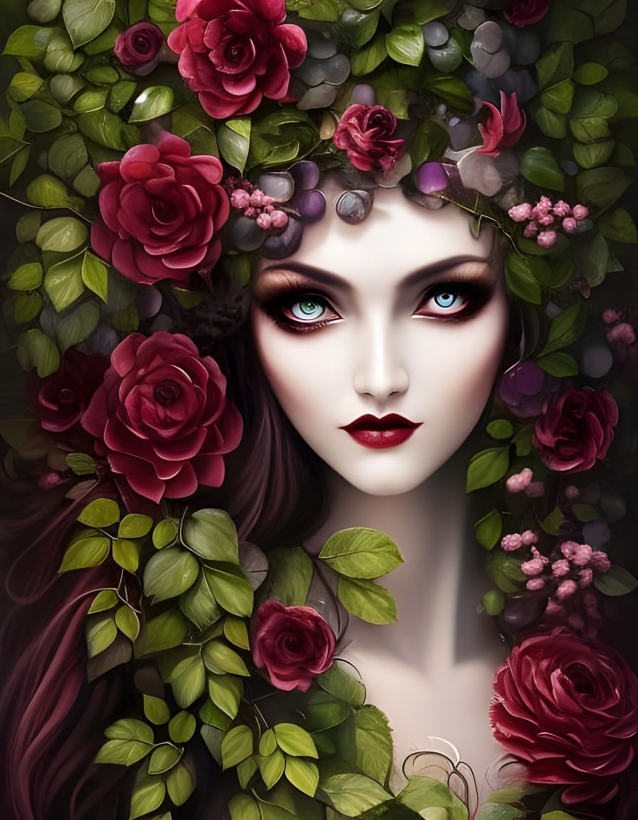 Forest Lady with Vines in Gothic Style