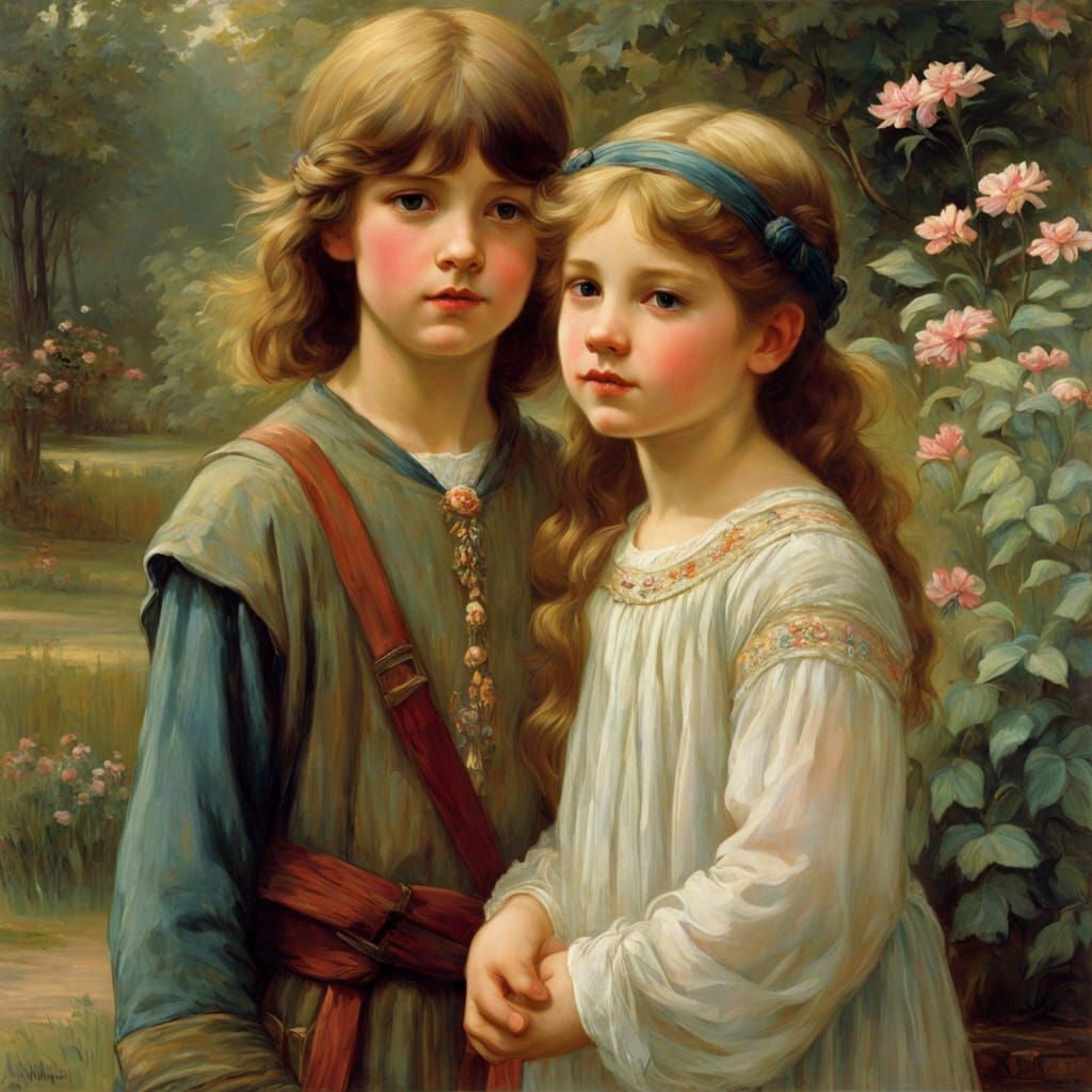 Children in a Garden, Waterhouse Style
