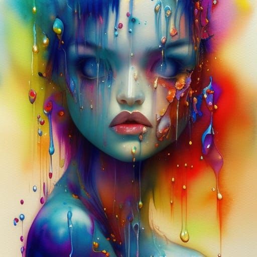 Honeycomb Girl: Vivid Hyperdetailed Watercolor Speedpaint