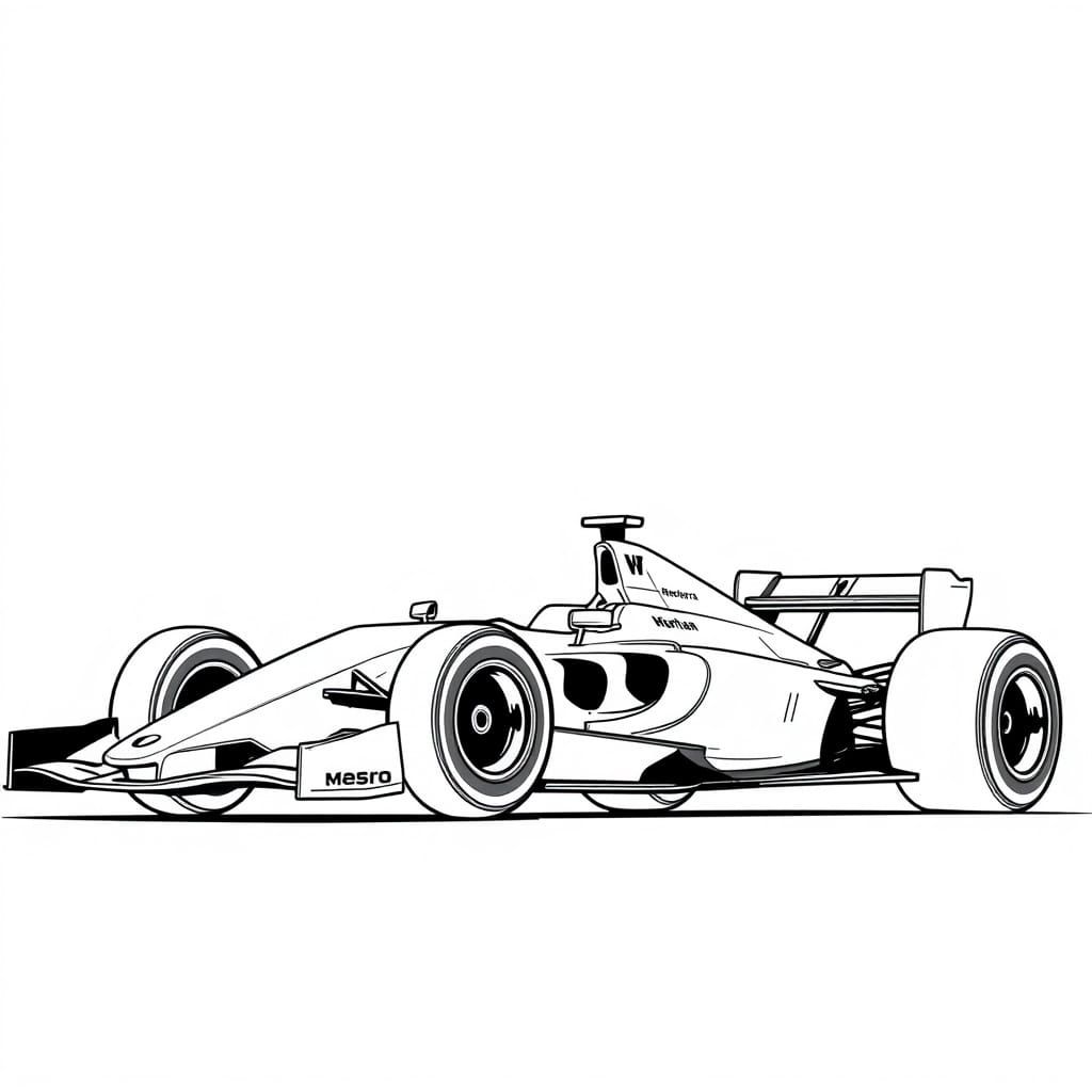 Futuristic Formula One Car in Bold Line Art
