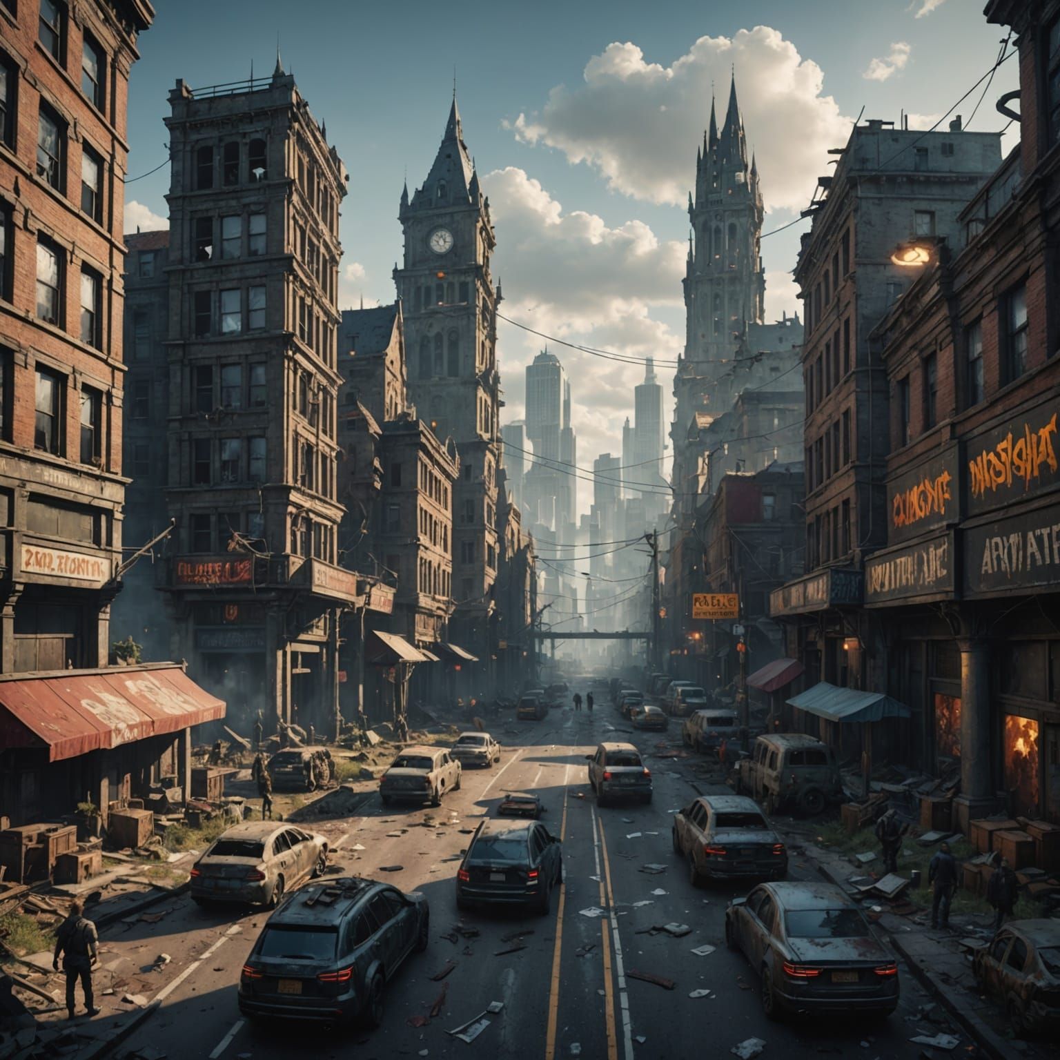 Apocalyptic Metropolis in Deep, Vibrant Colors