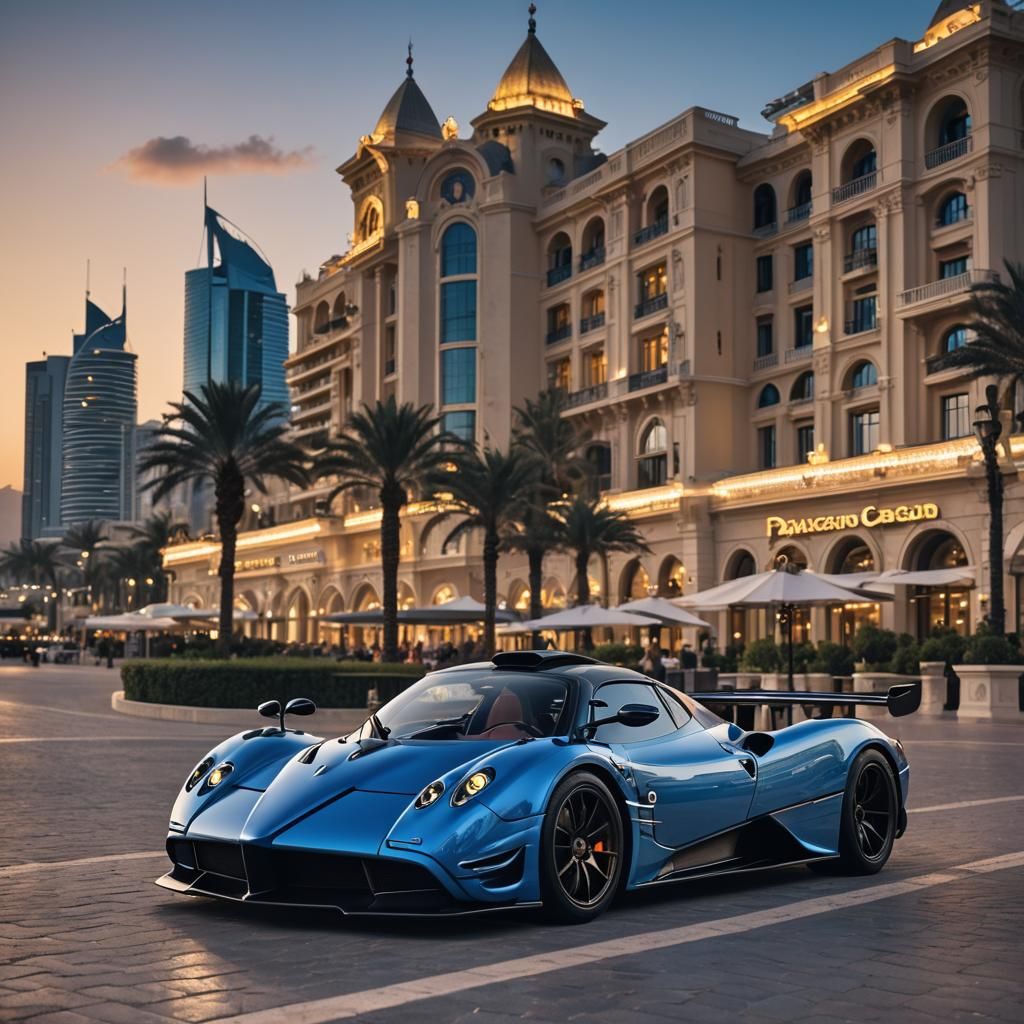 Electric Blue Pagani Zonda at Dubai Sunset
