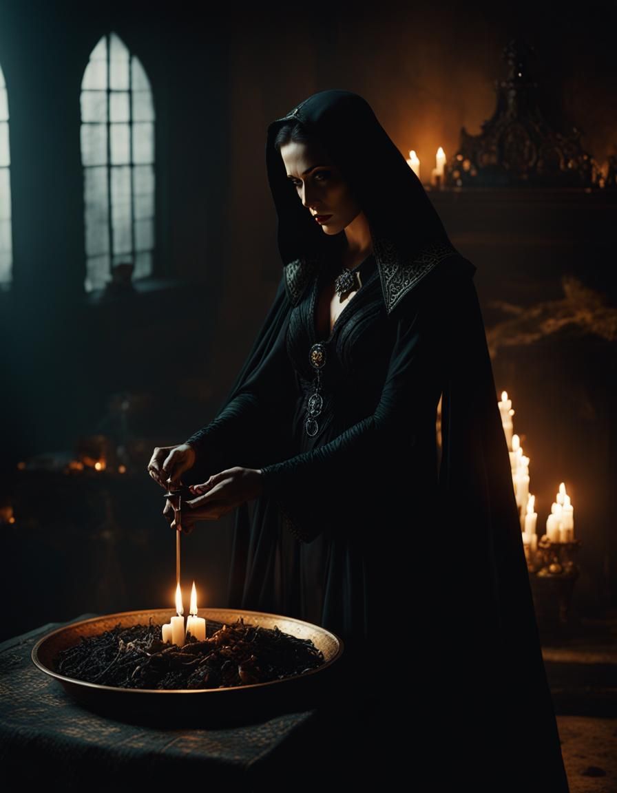 Evil Sorceress Ritual: A Dark Horror Photograph