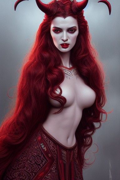 Beautiful Tiefling Portrait in Photorealism Style