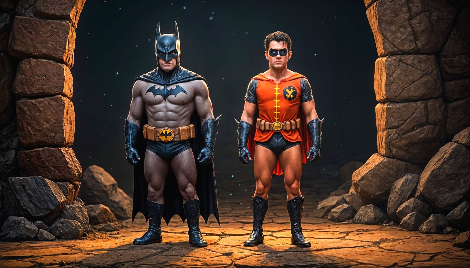 Flintstones' Batman and Robin Display Bat-Belt Tricks