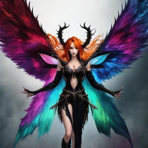Evil Fairy with Rainbow Eyes and Wings