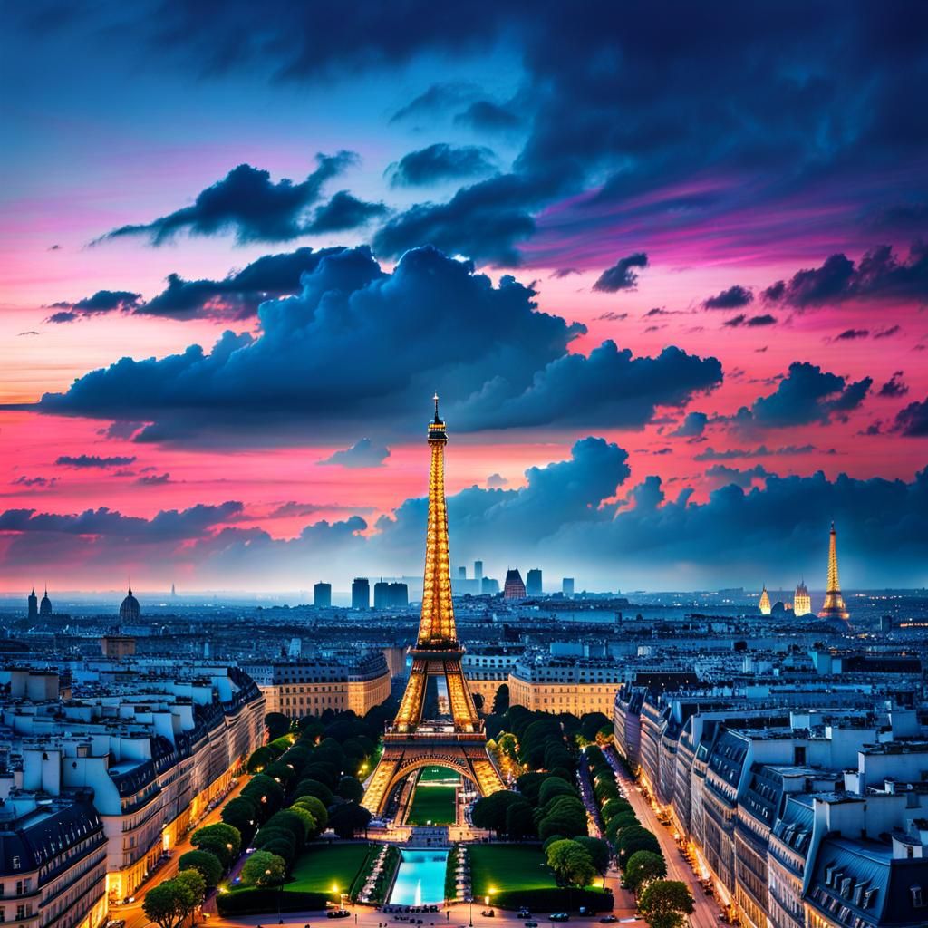 Surreal Evening in Paris Dreamscape