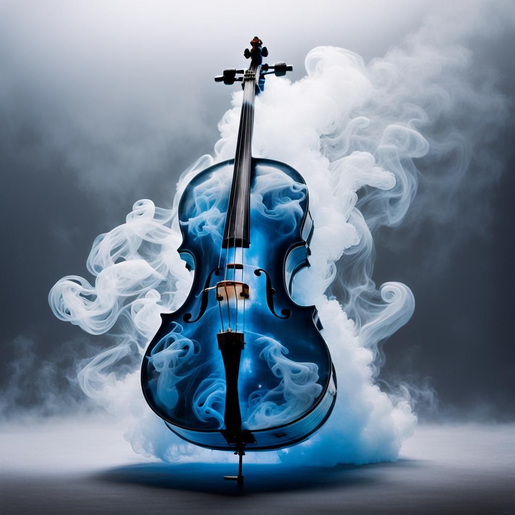 Ethereal Smoke Cello: An AI Generated Artwork