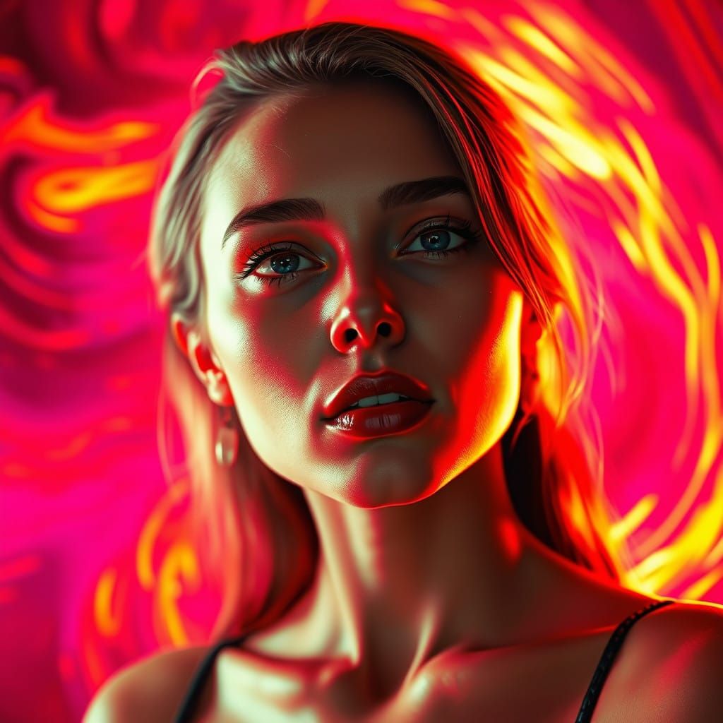 Sensual Female Form in Blazing Crimson