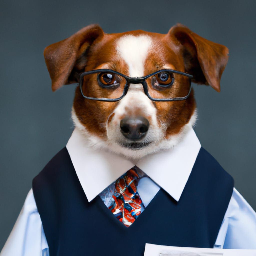 Dog Accountant Portrait in Professional Studio Style