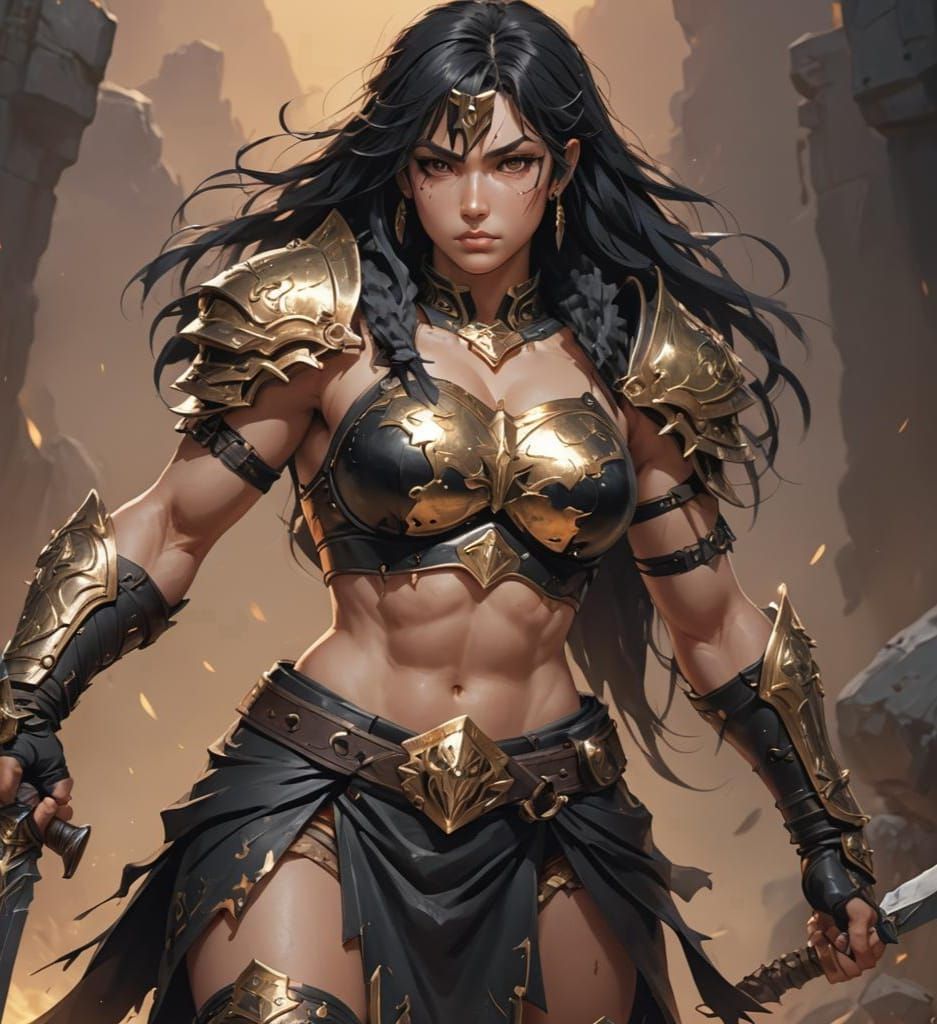 Anime Style Female Barbarian Concept Art