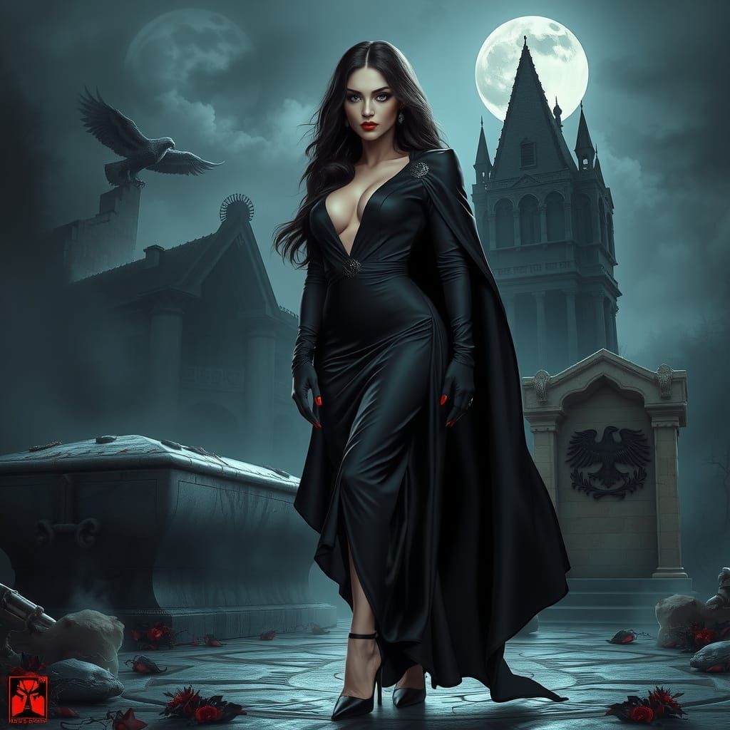 Vampire Goddess in Black Tie Elegance