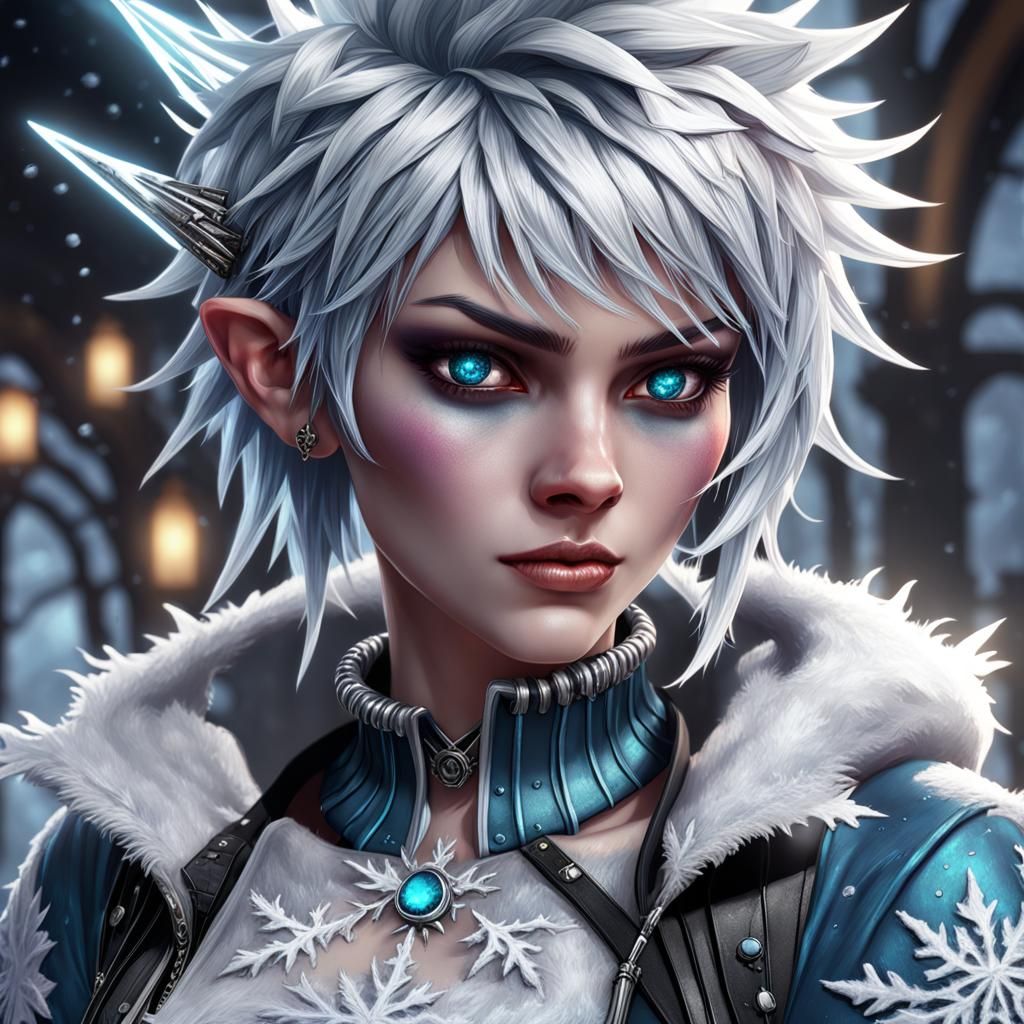 Punk Jack Frost Portrait in Hyperdetailed Style