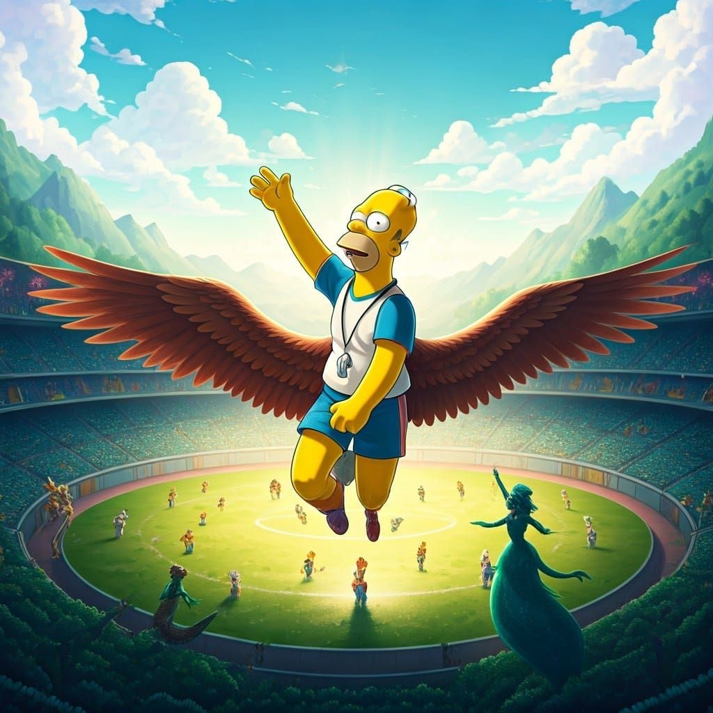 Homer Simpson Leads Mythological Sports Class