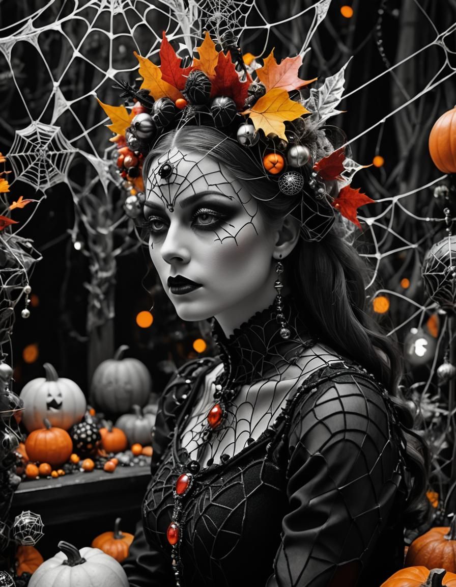 Surreal Autumn Dreamer in Black and White Dreamscape