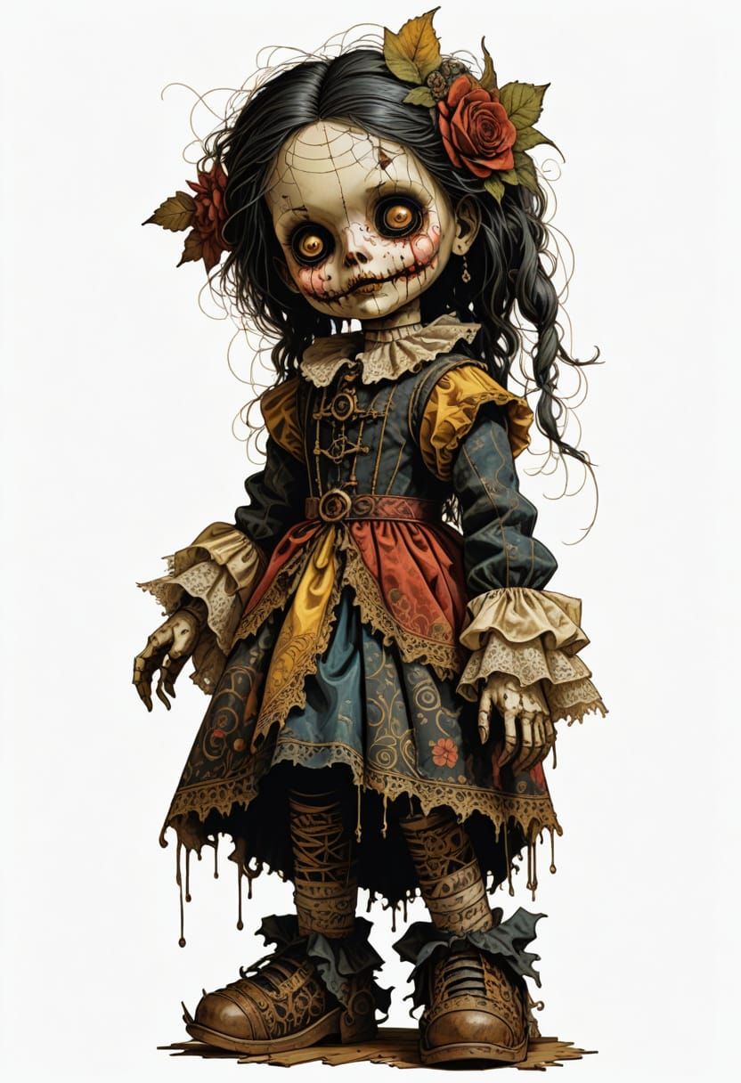 Surreal Dark Fantasy Portrait of a Haunting 17th Century Pat...