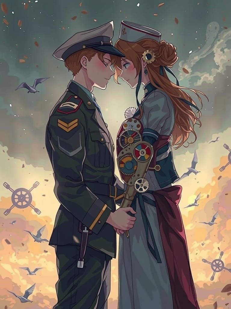 Timeless Steampunk Romance in Gentle, Hand-Drawn Textures