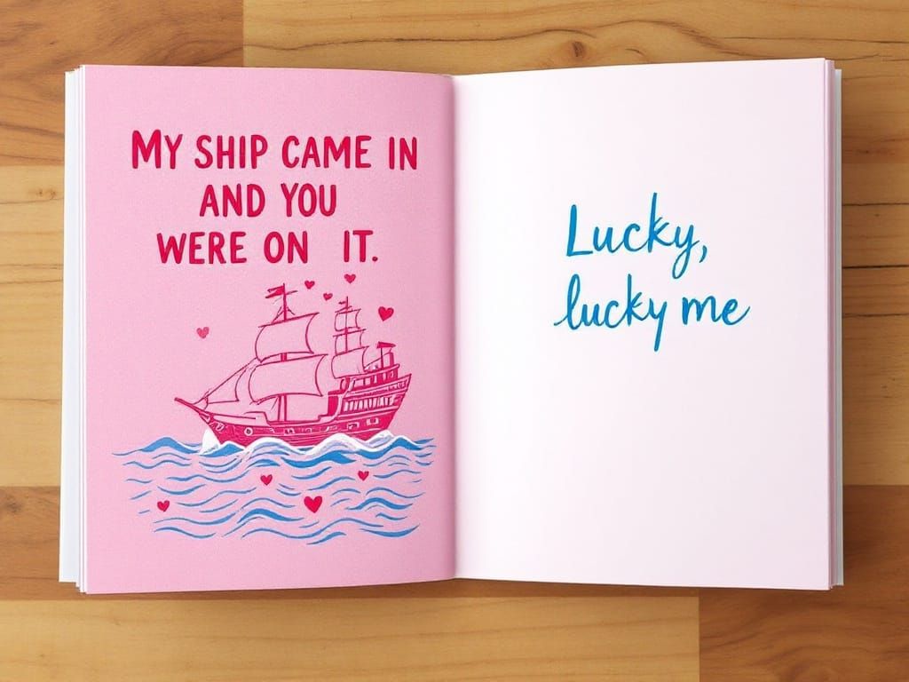 Whimsical Pink Card Celebrates Love at Sea