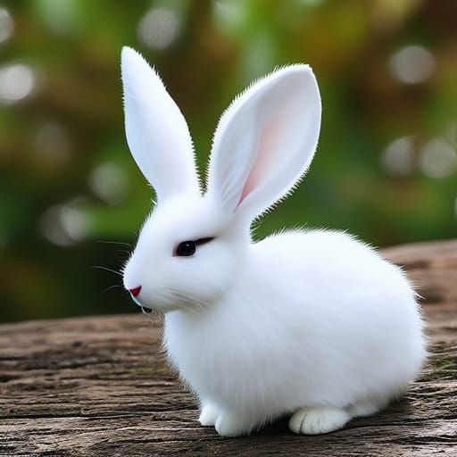 Hyperrealistic White Bunny Rabbit Portrait in High Definitio...