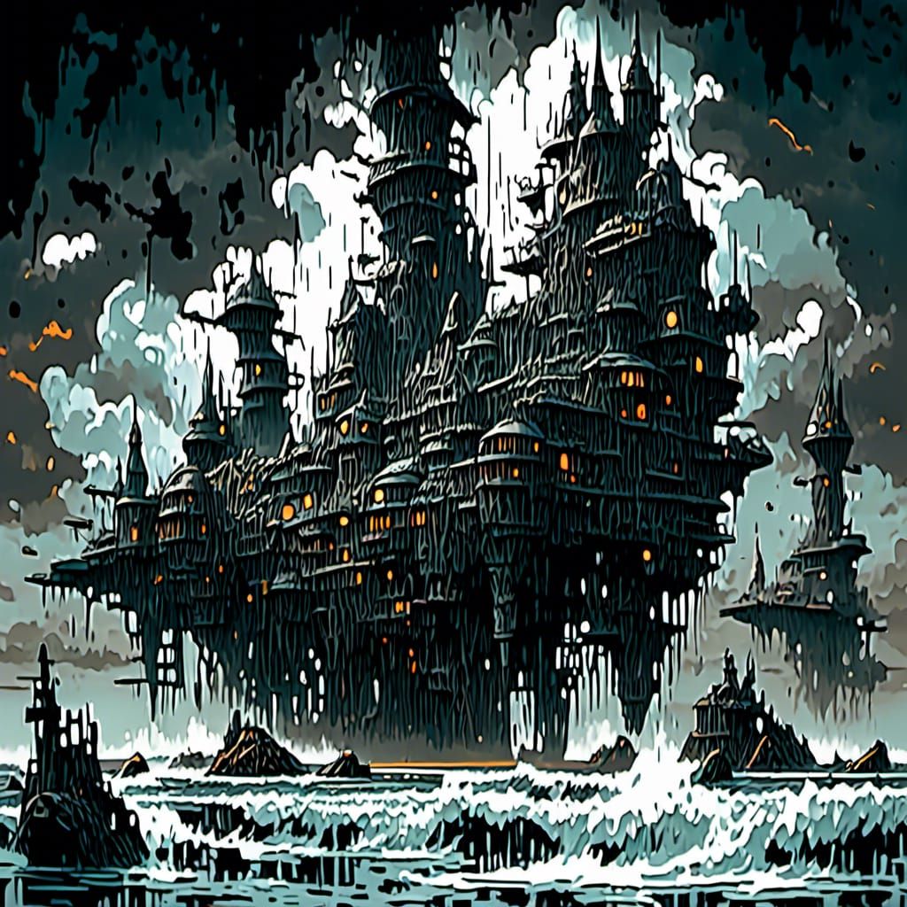 Monochrome Phantasm Beings in Surreal Landscape