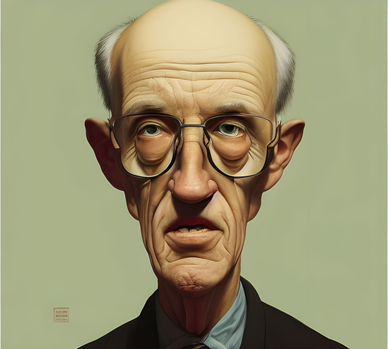 Cartoon Portrait of Funny Old Teacher