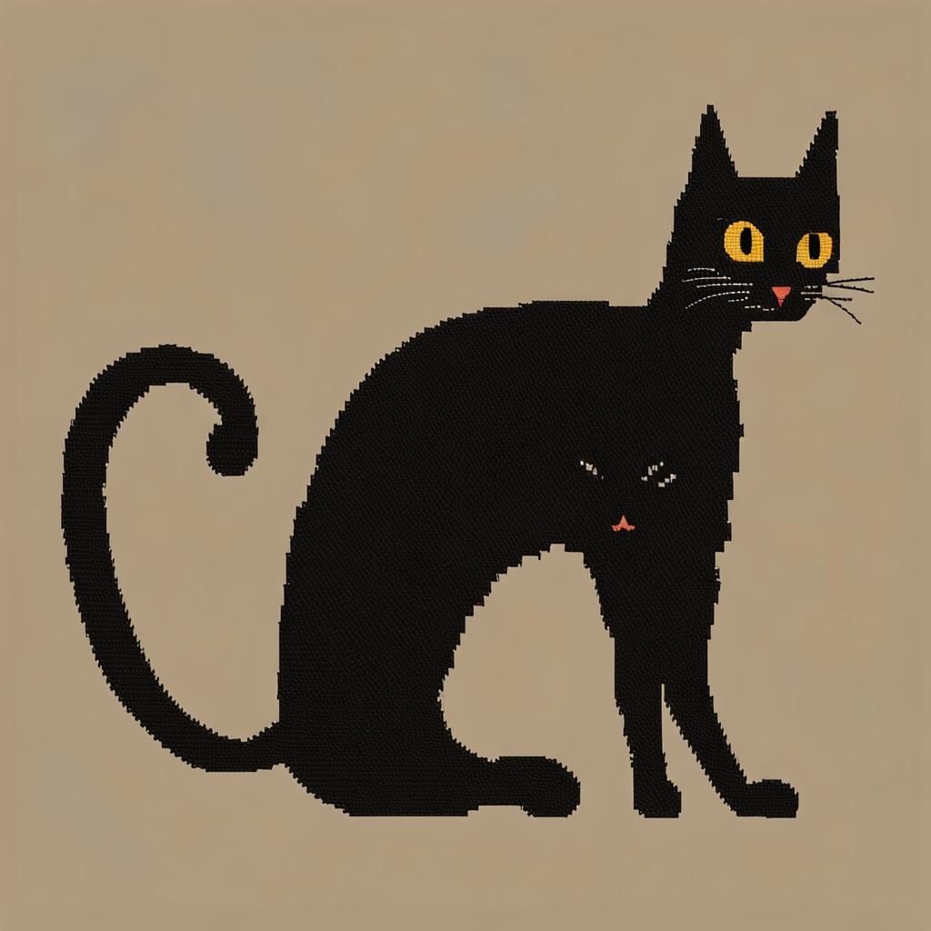 Humorous Anthropomorphic Black Cat Illustration