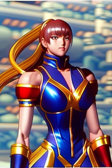 Female Bodybuilder as 80s Arcade Game Character