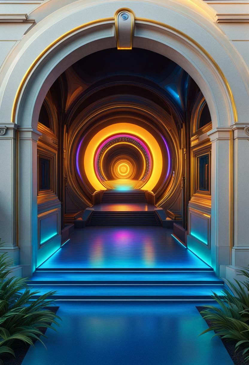 Iridescent Interdimensional Portal in Holographic Impression...