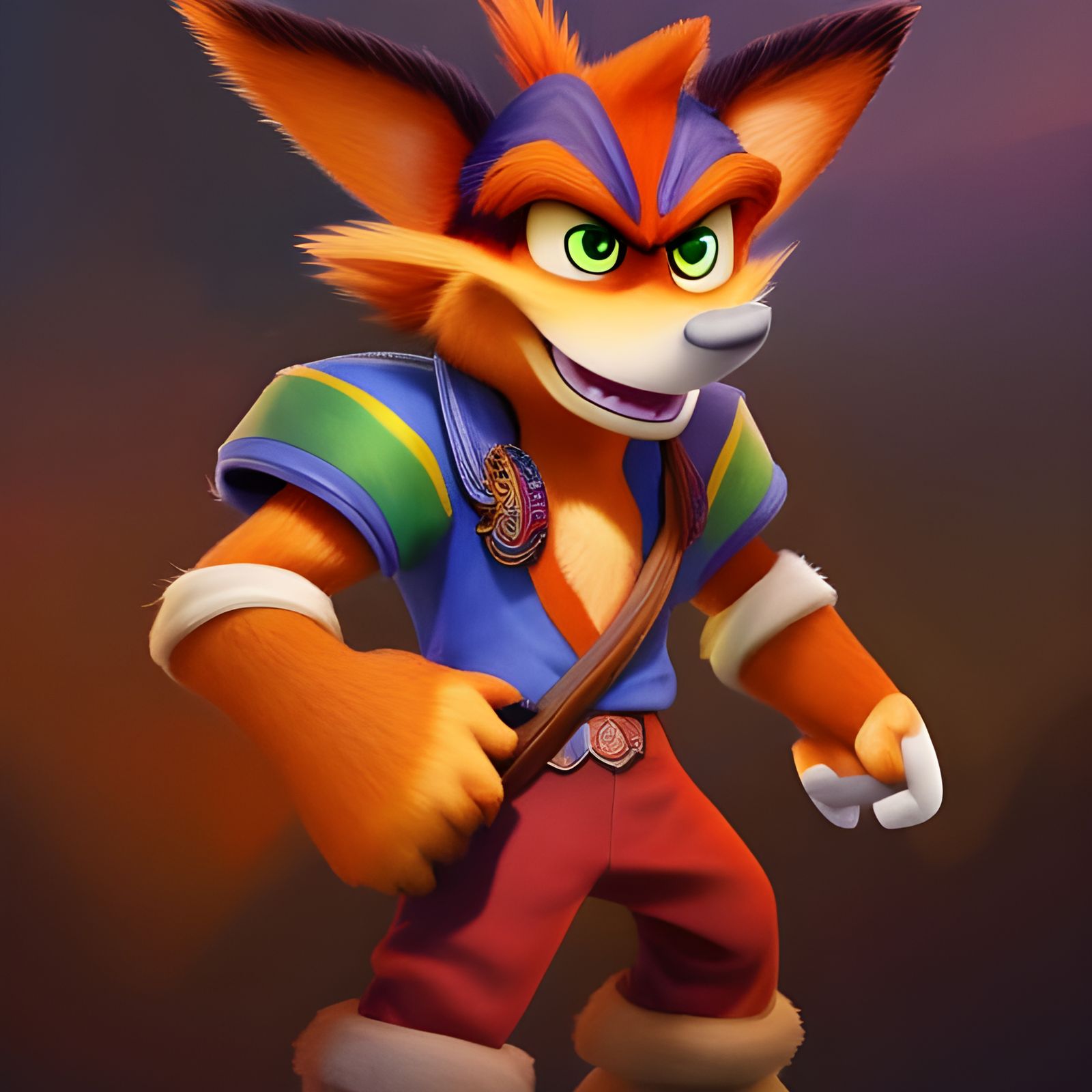 Crash Bandicoot Portrait in Anime Style