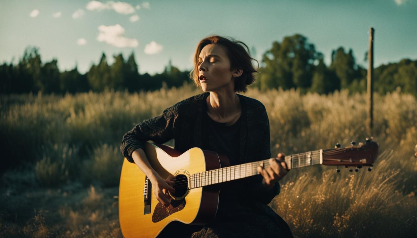 French Singer Plays Guitar in Cinematic Style