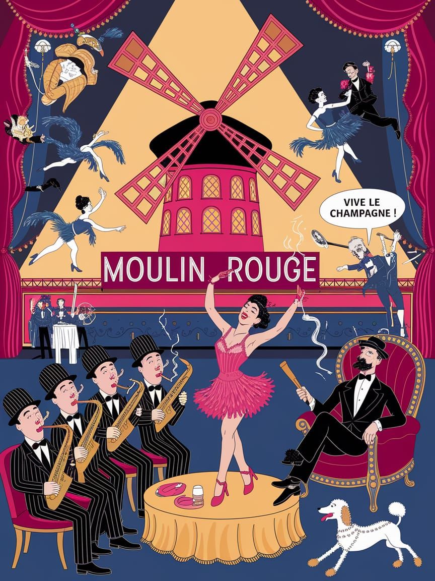 Moulin Rouge Jazz Age Party in R. Crumb Style