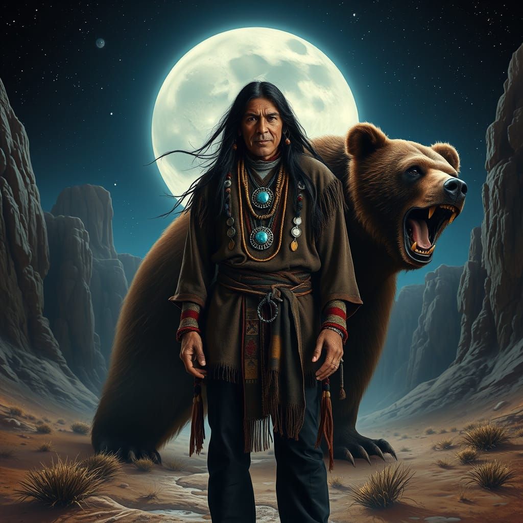 Navajo Shaman's Transformation: Surreal Native American Art