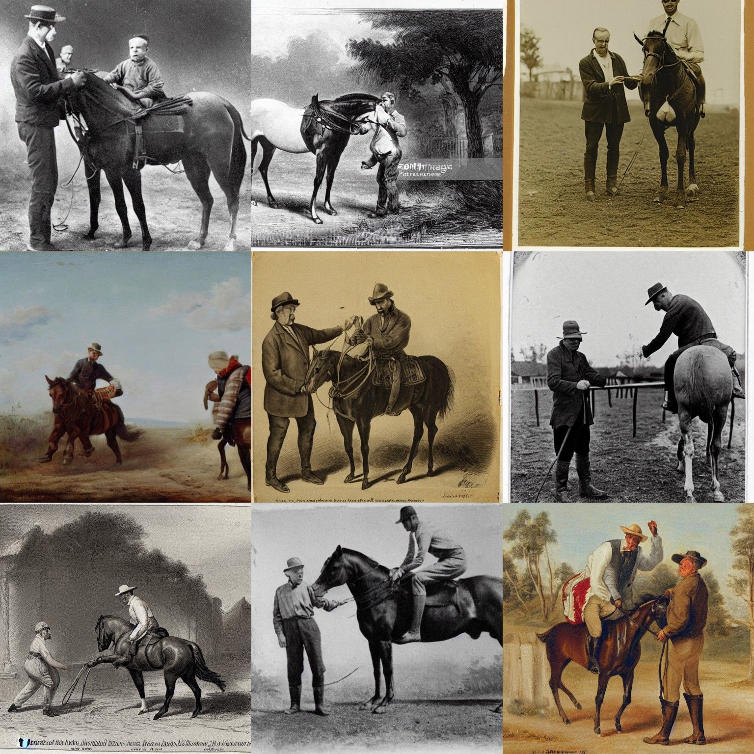 Man Helping Uncle Jack Off a Horse