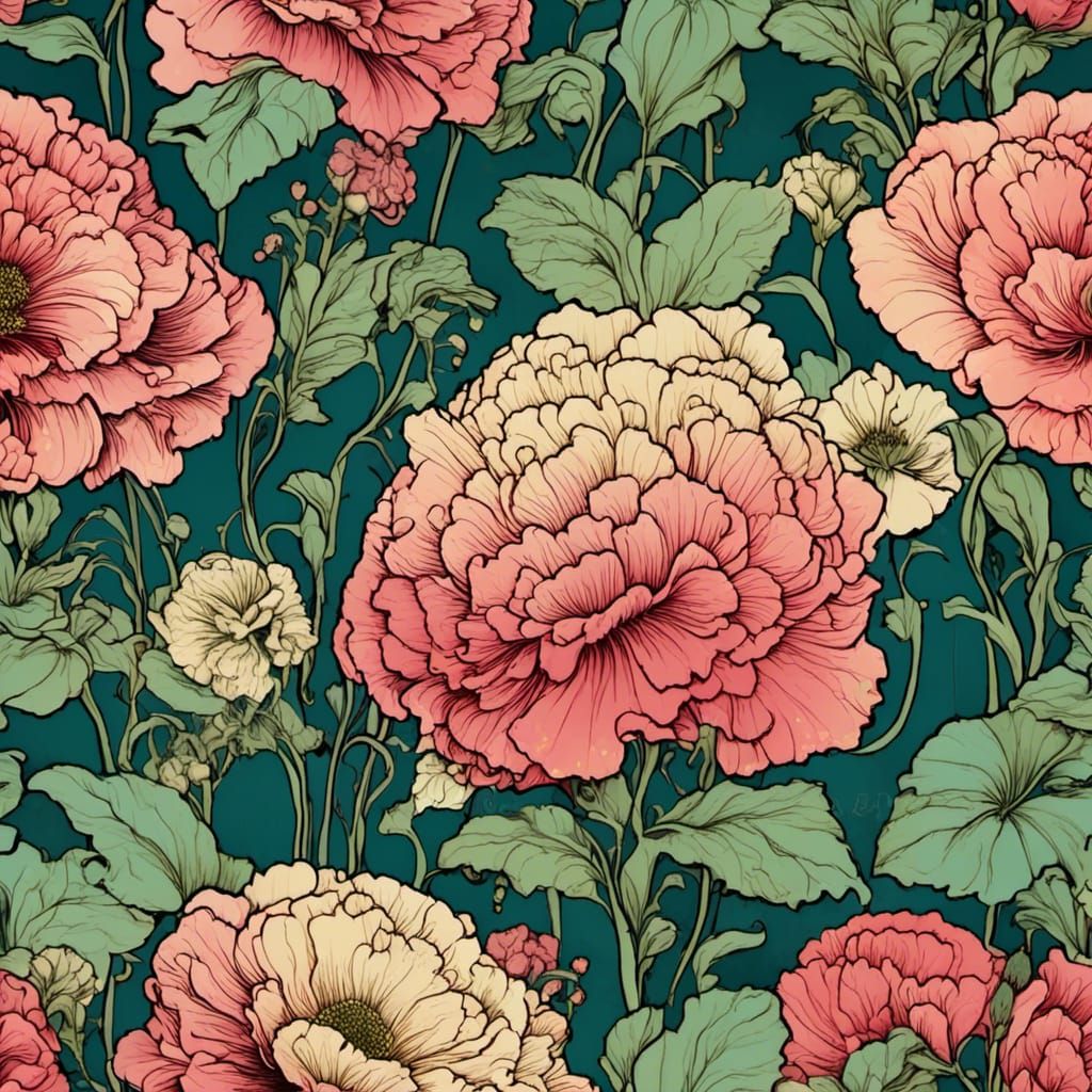 Art Deco Hollyhock with Double Flowers