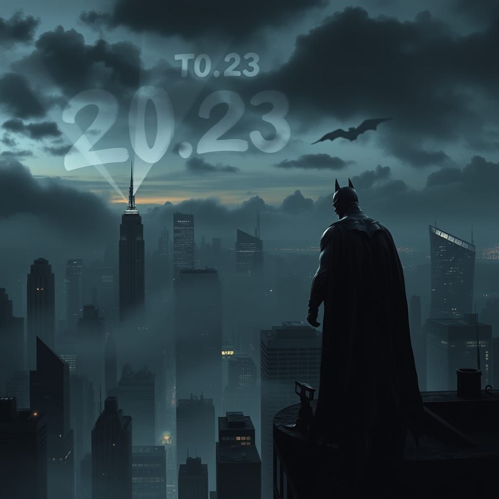 Gotham Cityscape at Dusk: Mysterious Numbers Appear